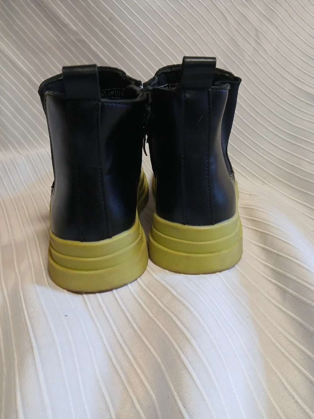 Black Chelsea Boots with Yellow Platform Sole